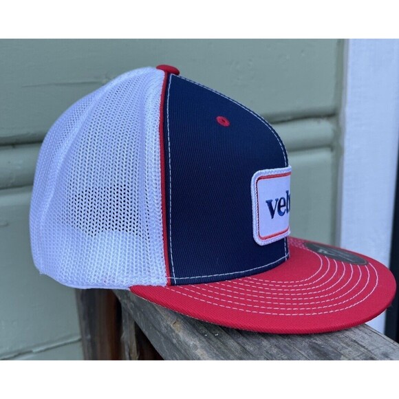 Pacific Headwear FlexFit L/XL Velvet Patch Trucker Hat Red White Blue - Picture 2 of 8